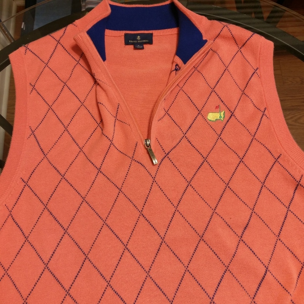 Brooks Brothers Sweater Vest Half Zip Masters logo